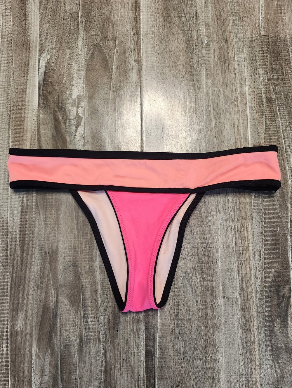 Victoria's Secret Pink & Black Banded Bikini Bottom